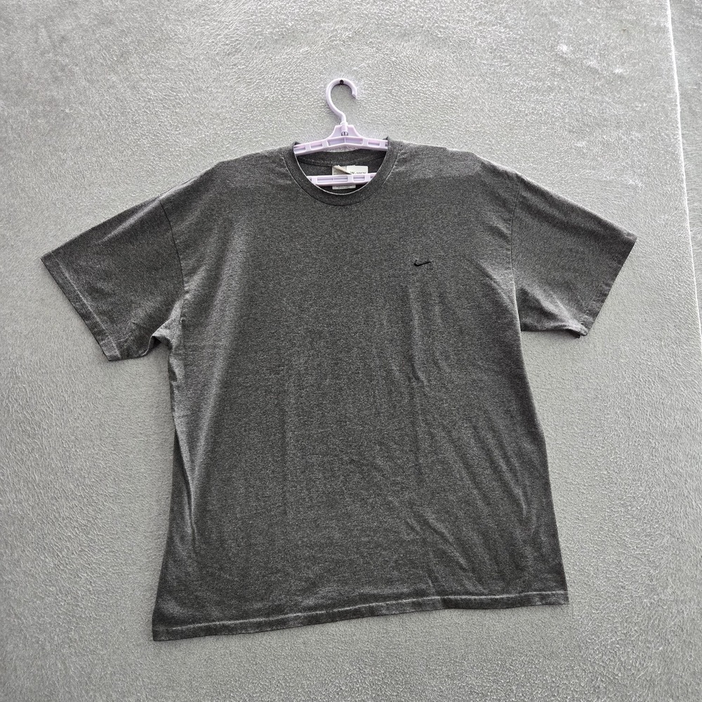 VINTAGE Nike Men Shirt XXL‎ Gray Logo Short Sleeve Mini Swoosh Embroidered